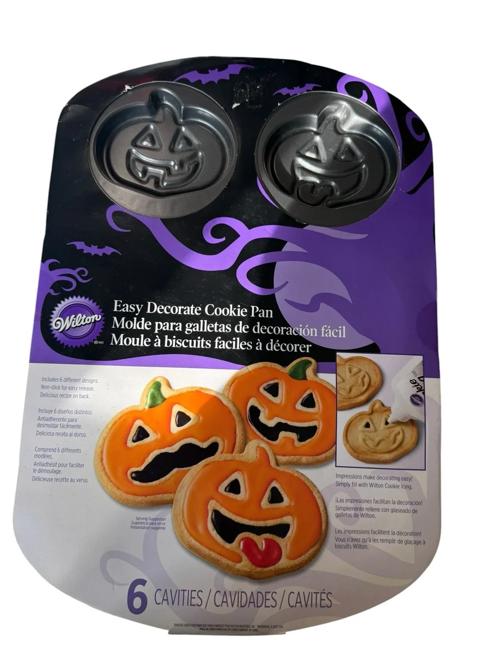 Wilton Halloween Pumpkin Cookie Pan 6 Cavity Jack O Lantern 2105-1292